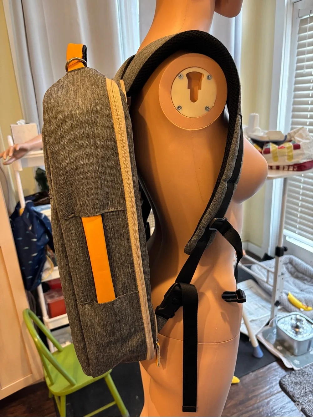 Women's Grey Laptop Backpack/Bag with Yellow Accents